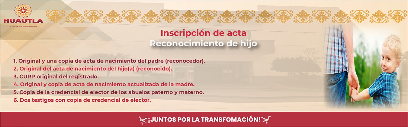 Inscripción de actas reconocimiento de hijo